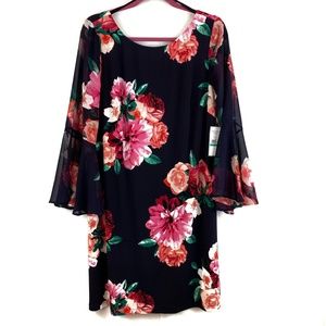 NWT Jessica Howard Navy Floral Sheath Dress 16